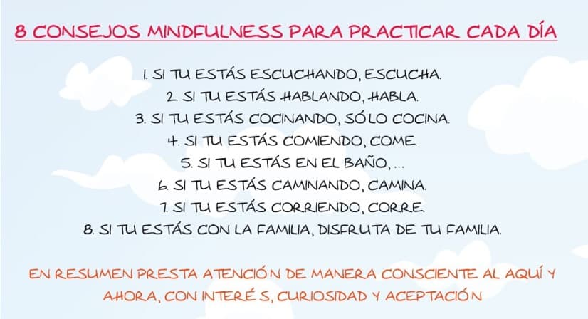 Listado de consejos prácticos para practicar el mindfulness cada día en tu propia casa