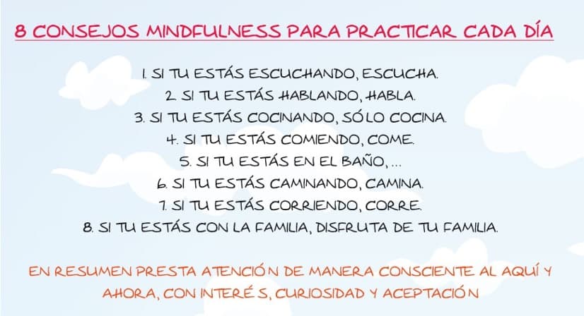 Listado de consejos prácticos para practicar el mindfulness cada día en tu propia casa